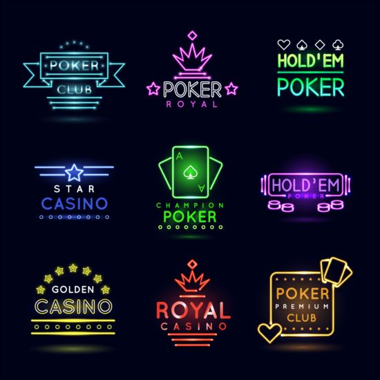 Neon Casino Logo-Vektor-Set neon logo casino   