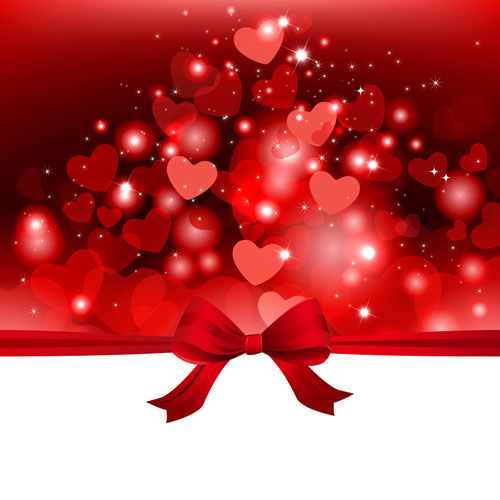 Noeud rouge avec le coeur de carte de Saint Valentin vecteur Saint-Valentin rouge Noeud jour coeur carte   