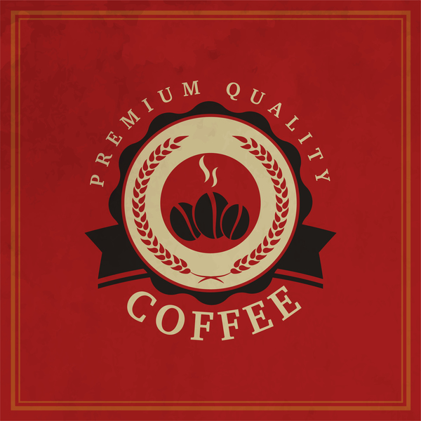 赤背景ベクトル03とレトロなコーヒーラベル 赤 レトロなフォント ラベル コーヒー   