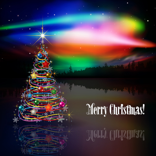 Arbre de Noël brillant avec l’arc-en-ciel vectoriel Noël brillant arc en ciel Arbre de Noël   