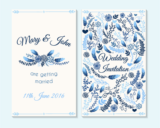 Simple mariage invitation floral carte vecteur 01 simple mariage invitation floral carte   