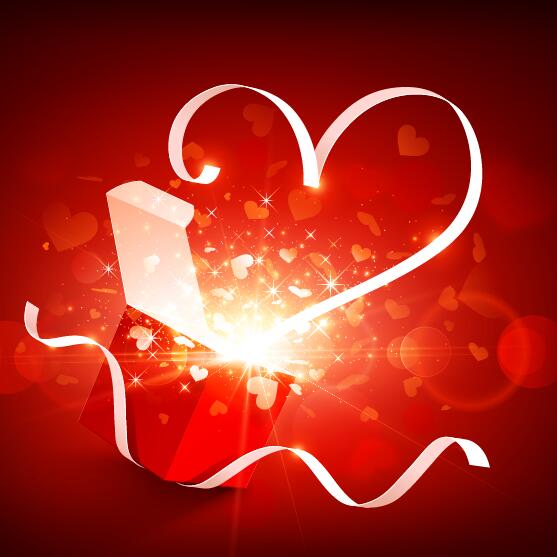Valentinstag-Geschenkbox mit roten Hintergrundvektoren 06 Valentine rot Geschenk box   