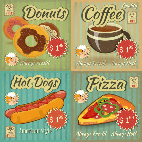 Vintage Fast-Food-Plakatvektorgrafik vintage poster fast food   