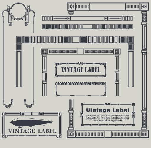 Vintage-Label und Grenzelemente Vektor 04 vintage Rand label Elemente   
