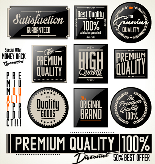 Vintage Premium-Aufkleber und Etiketten mit Bannervektor 01 sticker Qualität premium label banner Aufkleber   