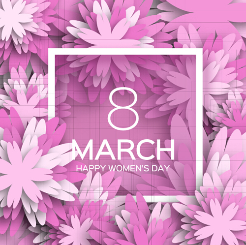 Womens jour 8 mars vacances fond avec papier fleur vecteur 05 papier MarchV vacances fond fleur femmes   