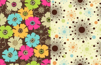 Niedliche Blumen Vintage-Mustervektoren material Hintergrund Grafik floral Blumen   