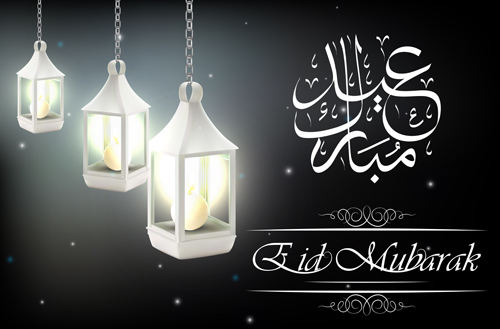 lampe avec Eid Mubarak fond vecteur 04 Mubarak Lampe fond Eid   