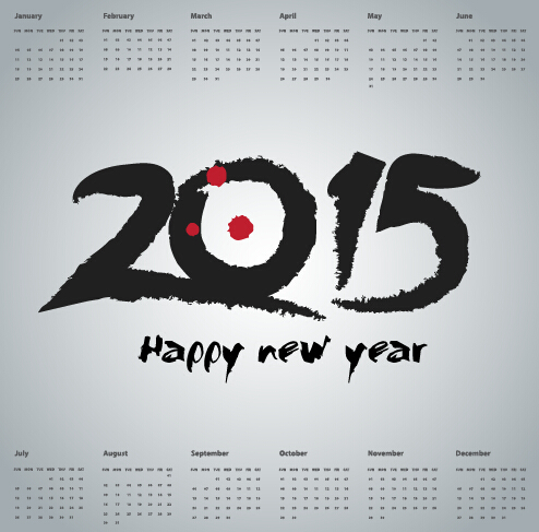 シンプルグリッドカレンダー2015ベクトルセット04 シンプル グリッド カレンダー 2015   