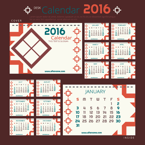 2016新年の机のカレンダーベクトル材料56 材料 机 新しい 年 カレンダー 2016   
