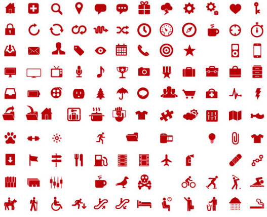 600 type d’icônes couramment rouges vecteur rouge icônes icône communément commun   
