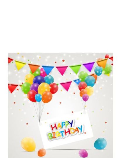 Carte d’anniversaire ballon avec vecteur de fanions fanions carte ballon Anniversaire   