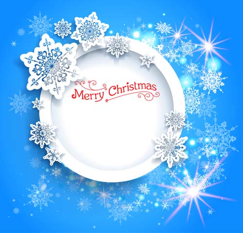 Schöne Weihnachts-Schneeflocke mit blauem Hintergrundvektor Weihnachten Schön Schneeflocke Hintergrund Blau   