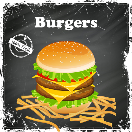 Burger Retro-Grunge Hintergrund vector Retro-Schrift Hintergrund grunge burger   