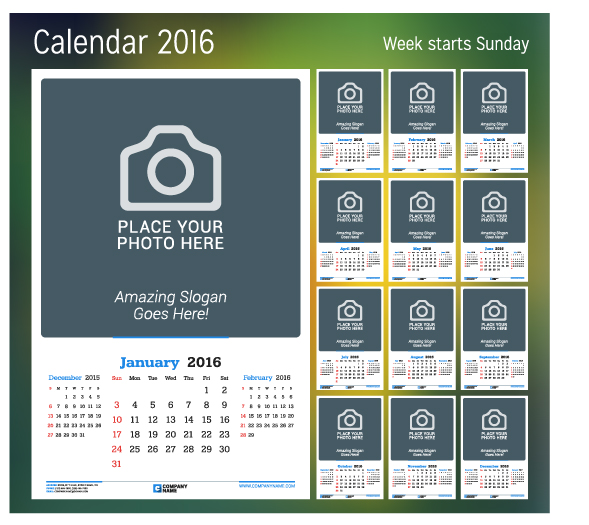 Kalender 2017 mit Foto-Vektordesign 06 Kalender Foto 2017   