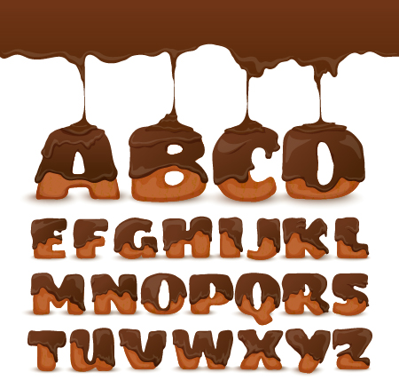 Schokolade tropfen Alphabet-Vektormaterial 02 Tropfen Schokolade alphabet   