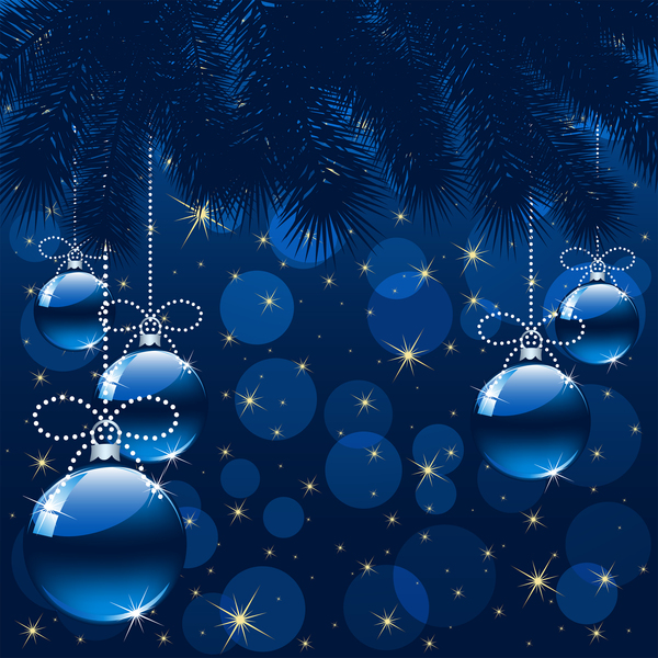 青いボールベクトル材料とクリスマスの背景 青 ボール クリスマス   
