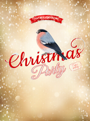 Weihnachtsfeier Plakat und Vogelvektor Weihnachten Vogel poster party   