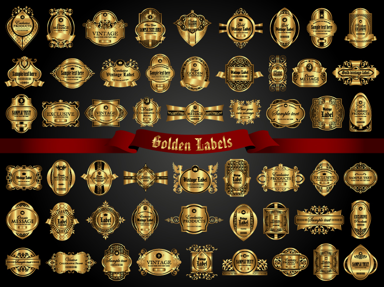 Klassische goldene Etiketten Luxus-Vektor 03 Luxus labels Klassik Goldene   
