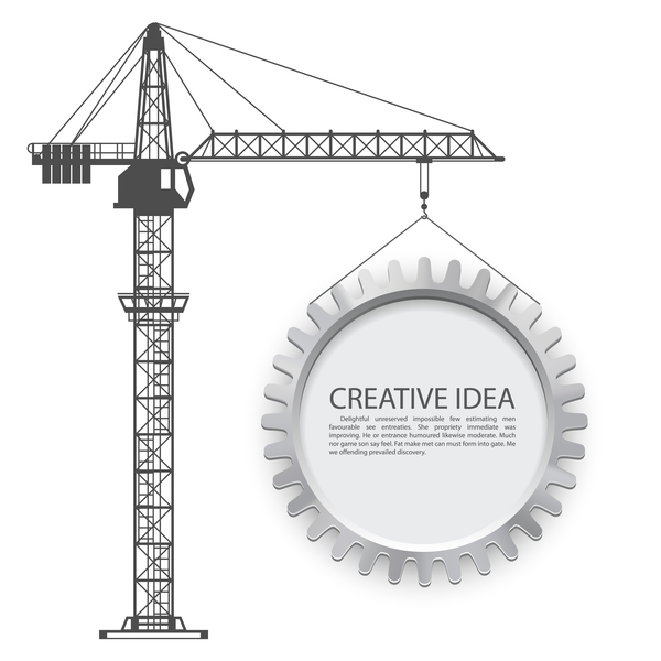 Ascenseurs de grue avec le vecteur de modèle créatif d’engrenage grue engins Créatif ascenseurs   