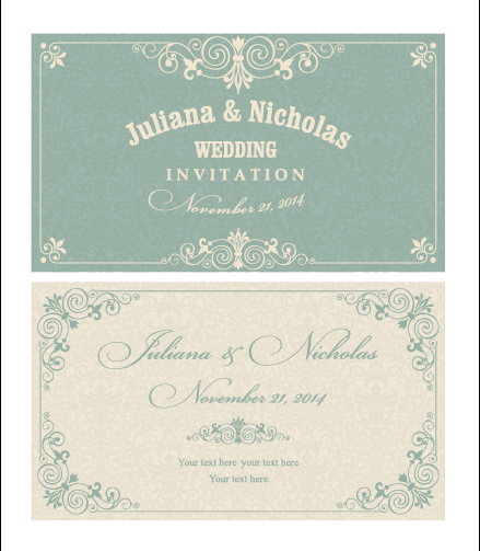 Dekoratives Muster Hochzeits-Einladungskarten Vektor-Set 02 Muster Karten Hochzeit Einladungskarten Dekorative Dekorationsmuster   