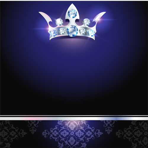 Couronne de diamant avec carte d’invitation VIP bleu foncé vecteur 13 vip invitation diamond dark Couronne carte Bleu   