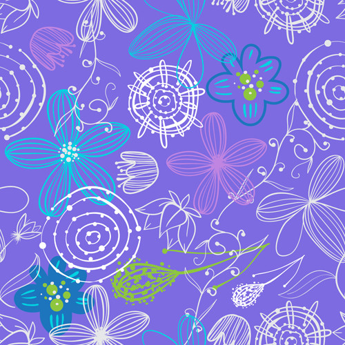 Doodle Blumen Handzeichnung Vektormuster 01 Zeichnung Muster hand doodle Blumen   