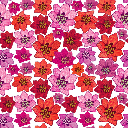 Floral nahtlose Musterhandzeichnung Vektor 02 Zeichnung nahtlos Muster hand floral   