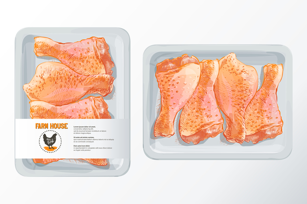 Frische Hühnerschenkel Fleisch Plakat-Vektorvorlage 03 Schick poster Beine   
