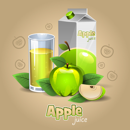 Grüner Apfelsaft mit Tasse Vektor juice green apple   