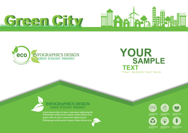 グリーンエコロジー・フレンドリーなインフォグラフィックデザインベクトル13 フレンドリー グリーン エコロジー インフォグラフィック   