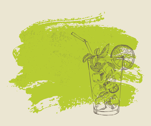 Handgezogener Cocktail mit Grunge-Hintergrund 04 Hintergrund Handzeichnung cocktail   