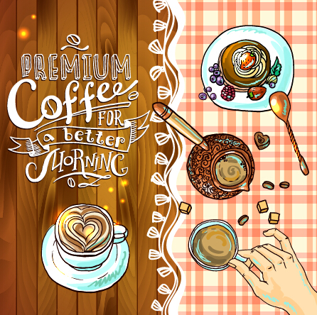 手描きのコーヒー要素の背景アート01 手描き コーヒー要素 コーヒー   
