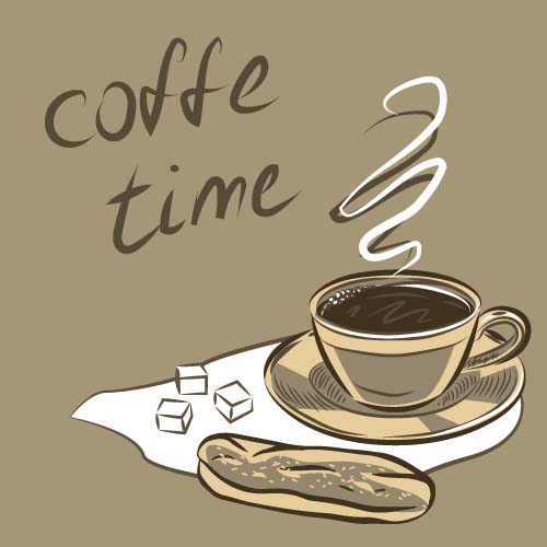 Handgezeichneter Kaffee-Zeit-Thema Hintergrund Vektor 01 Thema kaffee Hintergrund hand gezogene   