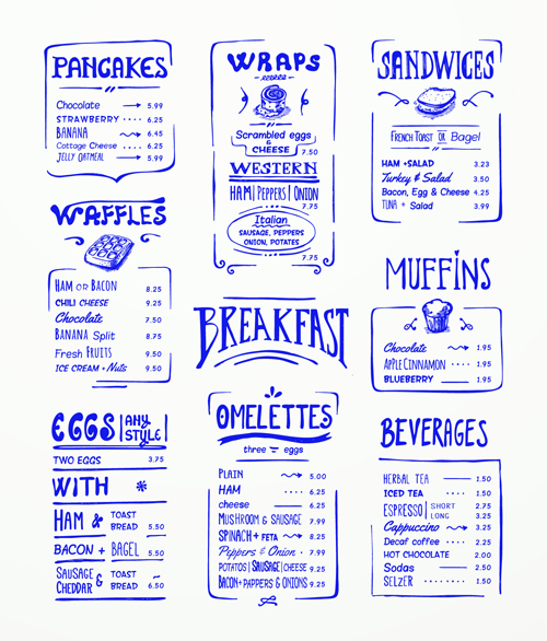 Menu dessiné à la main éléments design bleu 01 tirage à la main menu éléments de conception element dessiné à la main Bleu   