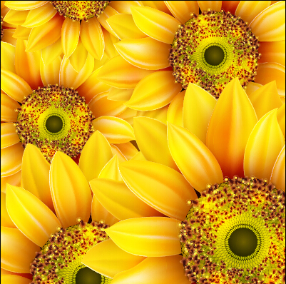 Realistischer Sonnenblumen-Vektor nahtloses Muster 03 Sonnenblume realistisch nahtlos Blumen   