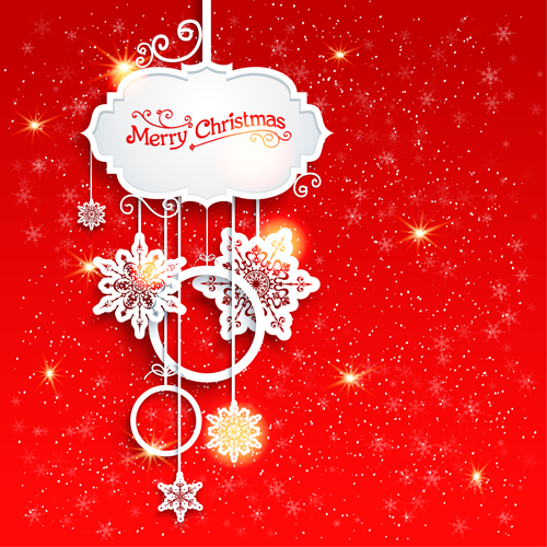 Weihnachten im roten Stil glänzende Grußkarte Vektor 01 Weihnachten Roter Stil Kartenvektor Begrüßung   