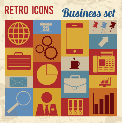 Retro-Ikonen Business-Vektor Retro-Schrift icons icon business   
