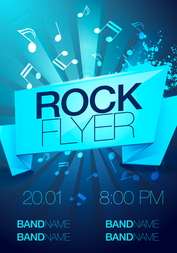 Rock Party-Flyer-Vektor-Set 04 rock party flyer   