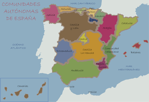 Matériel de vecteur de carte politique d’Espagne vecteur de carte politique Espagne   