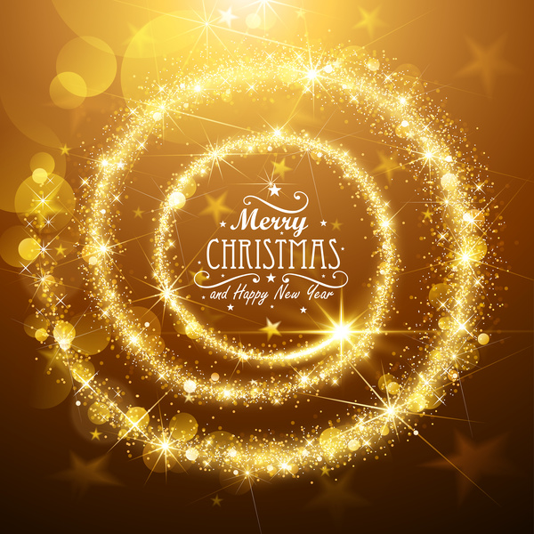 スワールゴールデンライトクリスマス背景ベクトル01 黄金の 渦巻 光 クリスマス   