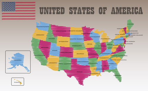 アメリカ政治地図ベクトル材料01 政治 地図ベクトル 地図   