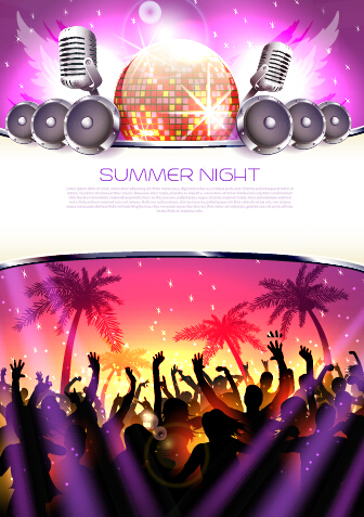 Vector Flyer Sommernachtsparty Design Material 14 Sommer party Nacht flyer   