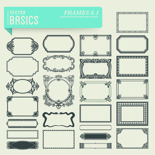 Vector Retro-Frames Design-Grafik-Set 01 Retro-Schrift Grafik frames   