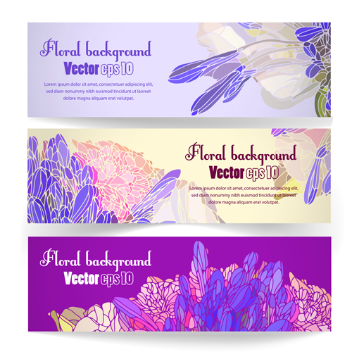 Vector Vintage Blumenbanner setzen 02 vintage floral banner   