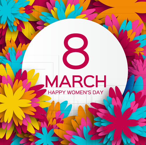 Frauentag 8. März Ferienhintergrund mit Papierblumenvektor 16 papier MarchV Urlaub Hintergrund Frauen Blume   
