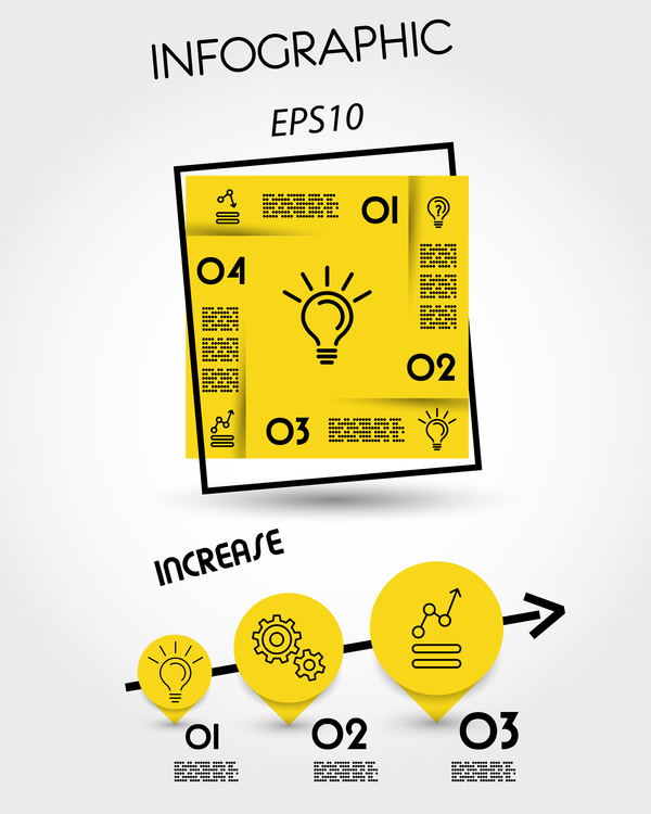 Gelb mit schwarzem Infografie-Vektorvorlage Set 22 Schwarz infographisch gelb   