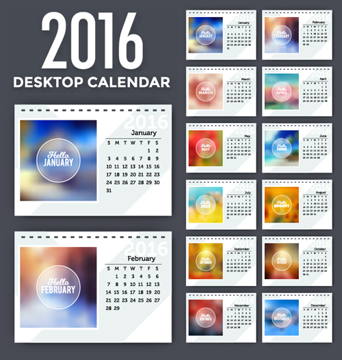 2016新年の机のカレンダーベクトル材料10 材料 机 新しい 年 カレンダー 2016   