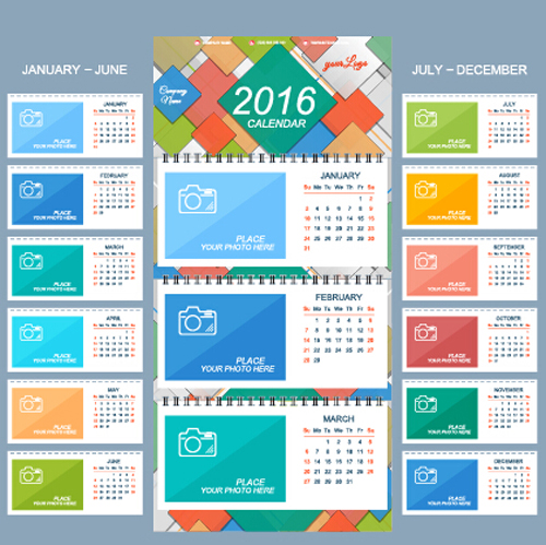 2016 Neujahr Schreibtisch-Kalendervekalematerial 26 Schreibtisch Neujahr Kalender Jahr 2016   