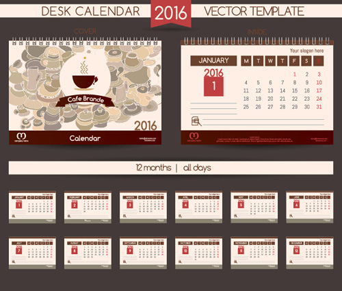 2016 Neujahr Schreibtisch-Kalendervekalematerial 36 Schreibtisch Neujahr Kalender Jahr 2016   